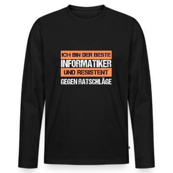 Informaticien résistant - T-shirt manches longues Premium bio Homme - noir - Devant - Nico (187cm)