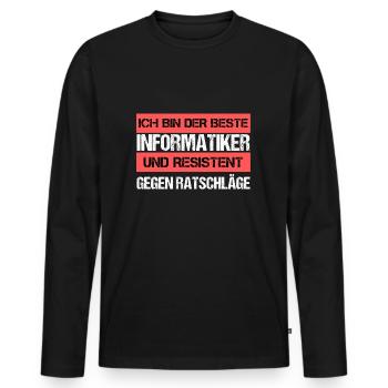 Informaticien résistant - T-shirt manches longues Premium bio Homme - noir - Devant - Nico (187cm)