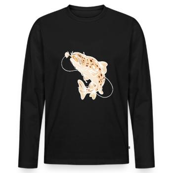 Fisch Angeln - Männer Premium Bio Langarmshirt - Schwarz - Vorne - Nico (187cm)
