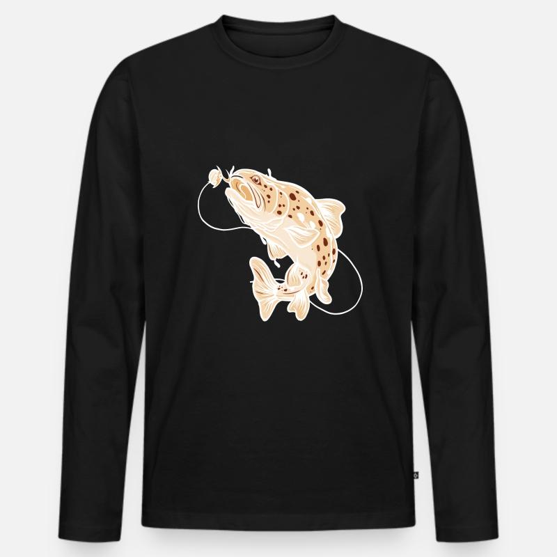 Fisch Angeln - Männer Premium Bio Langarmshirt - Schwarz