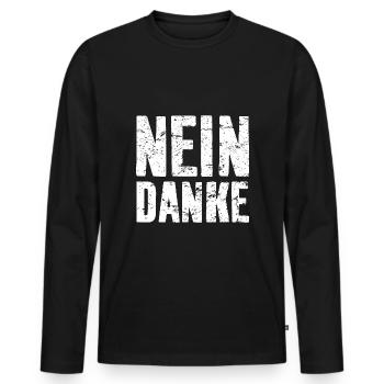NEIN DANKE WIDERSTAND DEMO - Männer Premium Bio Langarmshirt - Schwarz - Vorne - Nico (187cm)
