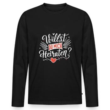 Willst du mich heiraten - Männer Premium Bio Langarmshirt - Schwarz - Vorne - Nico (187cm)