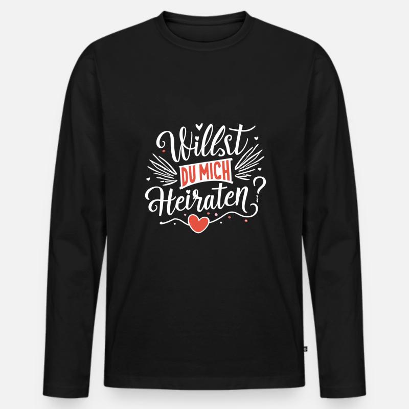 Willst du mich heiraten - Männer Premium Bio Langarmshirt - Schwarz