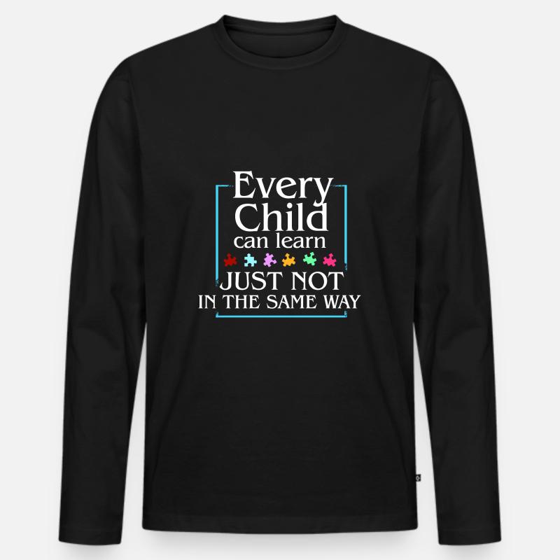 Autismus Spruch Awareness Day - Männer Premium Bio Langarmshirt - Schwarz