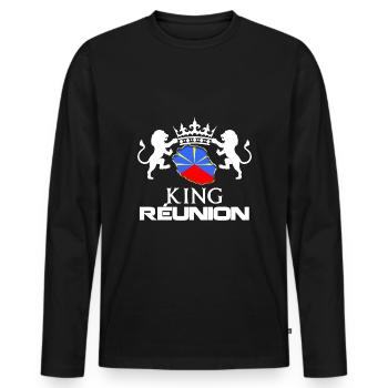 Drapeau De La belle Ile De La Réunion King - T-shirt manches longues Premium bio Homme - noir - Devant - Nico (187cm)
