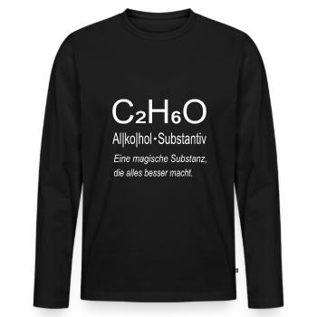 Alkohol Definition Koch Küche Spruch - Männer Premium Bio Langarmshirt - Schwarz - Vorne - Nico (187cm)