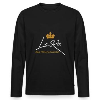 Homme Réunionnais Cadeau Drole Pour Faire Sourire - T-shirt manches longues Premium bio Homme - noir - Devant - Nico (187cm)