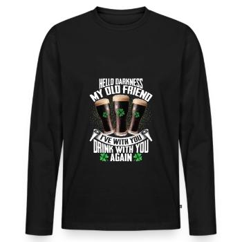 Hello Darkness My Old Friend Irish Beer Drinking - T-shirt manches longues Premium bio Homme - noir - Devant - Nico (187cm)