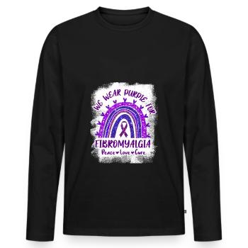 We Wear Purple For Fibromyalgia - T-shirt manches longues Premium bio Homme - noir - Devant - Nico (187cm)