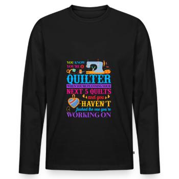 Quilter Sewing Machine - Men's Premium Organic Long Sleeve Shirt - black - Front - Nico (187cm)