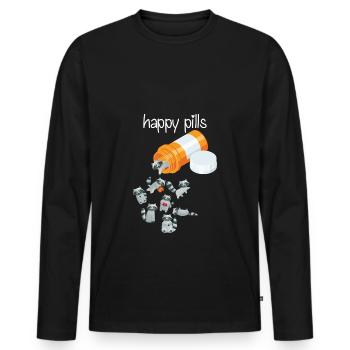 Happy Pills Raccoon - T-shirt manches longues Premium bio Homme - noir - Devant - Nico (187cm)
