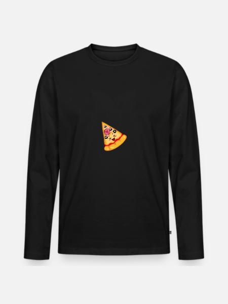Pizza Babby and Slice - Männer Premium Bio Langarmshirt - Schwarz