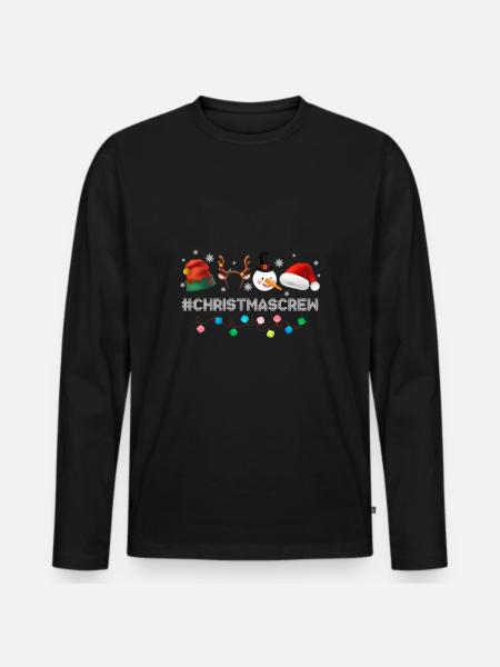 Christmas Crew Reindeer Santa Hat Snowman - Männer Premium Bio Langarmshirt - Schwarz