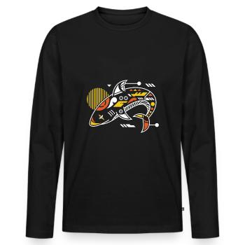 Requin Graphique - T-shirt manches longues Premium bio Homme - noir - Devant - Nico (187cm)