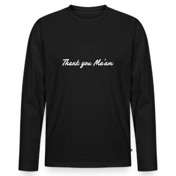 Danke ma'am - Männer Premium Bio Langarmshirt - Schwarz - Vorne - Nico (187cm)
