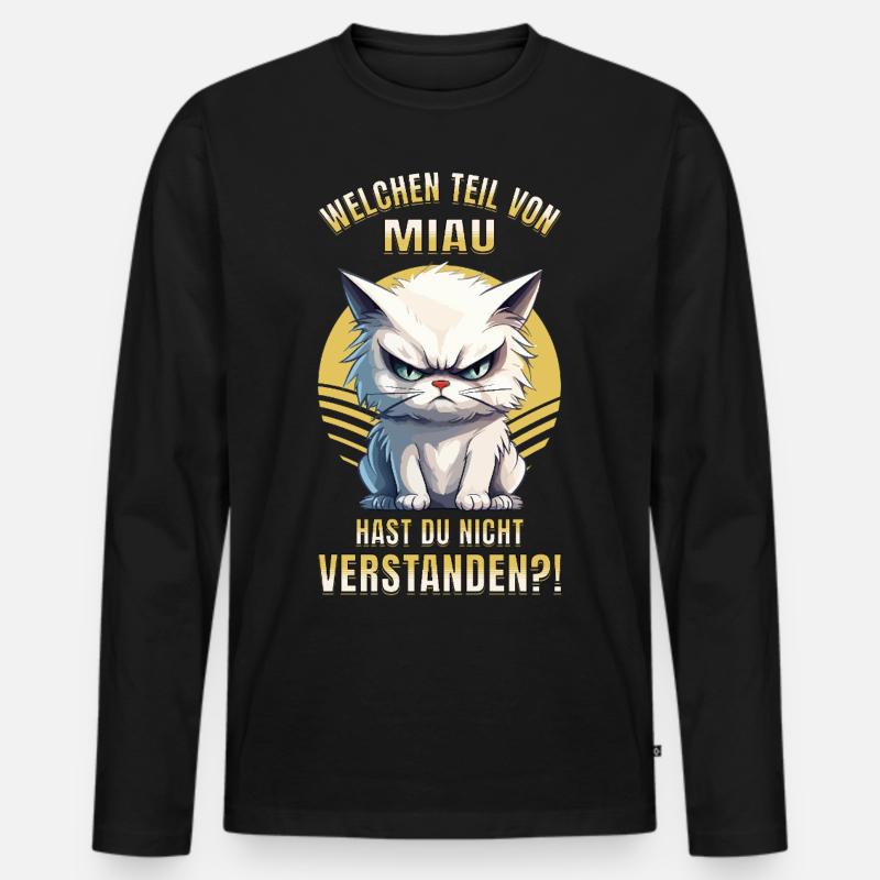 Chat, , , , Miaou, Drôle - T-shirt manches longues Premium bio Homme - noir