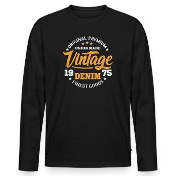 College Vintage Denim Design Original premium good - Men's Premium Organic Long Sleeve Shirt - black - Front - Nico (187cm)