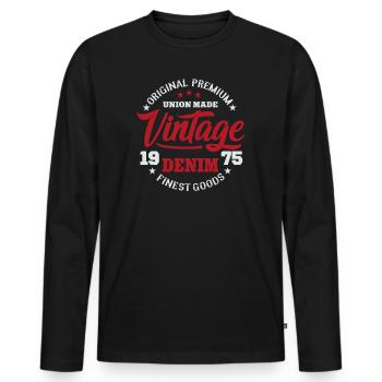 College Vintage Denim Design Original premium good - Men's Premium Organic Long Sleeve Shirt - black - Front - Nico (187cm)