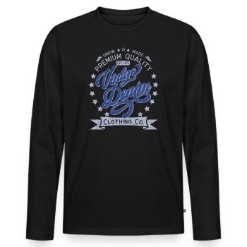 Vintage Denim Premium Product Clothing Co. Design - Men's Premium Organic Long Sleeve Shirt - black - Front - Nico (187cm)