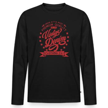 Vintage Denim Premium Product Clothing Co. Design - Men's Premium Organic Long Sleeve Shirt - black - Front - Nico (187cm)