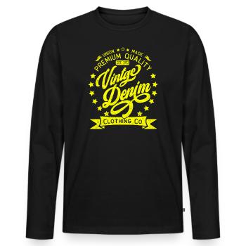 Vintage Denim Premium Product Clothing Co. Design - Men's Premium Organic Long Sleeve Shirt - black - Front - Nico (187cm)