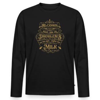 L’alcool ne résout aucun problème mais alors... - T-shirt manches longues Premium bio Homme - noir - Devant - Nico (187cm)