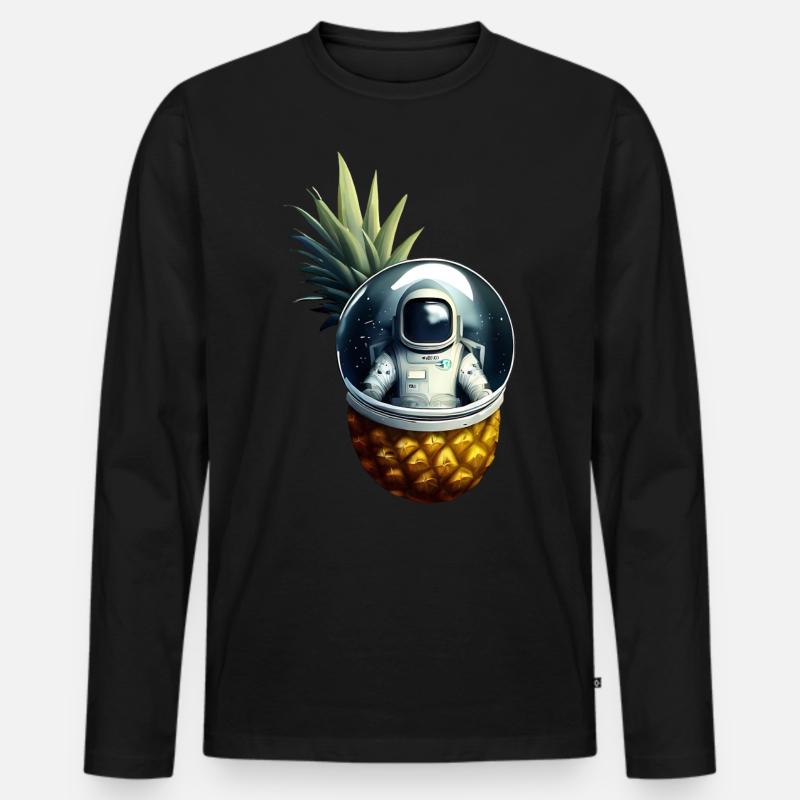 Astronaut in Ananas - Männer Premium Bio Langarmshirt - Schwarz