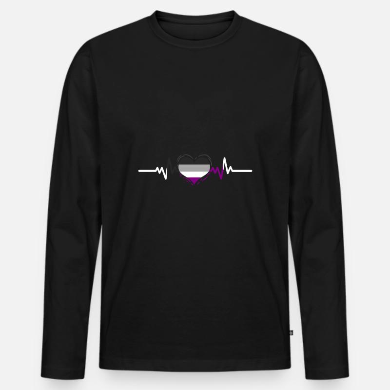 Ace Pride Heartbeat - Männer Premium Bio Langarmshirt - Schwarz