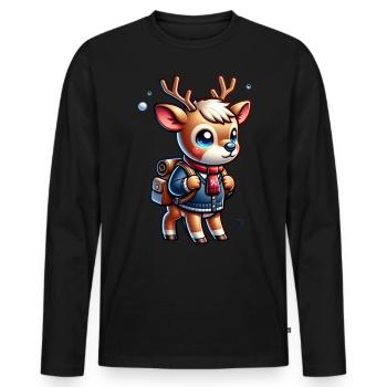 École Renne Écolier Écolier Temps Scolaire Noël - T-shirt manches longues Premium bio Homme - noir - Devant - Nico (187cm)