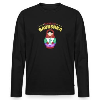 BABUSHKA: Oma: Matrjoschka - Männer Premium Bio Langarmshirt - Schwarz - Vorne - Nico (187cm)