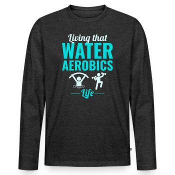 Aquagym Fitness aquatique Aqua Exercice - T-shirt manches longues Premium bio Homme - anthracite chiné - Devant - Nico (187cm)