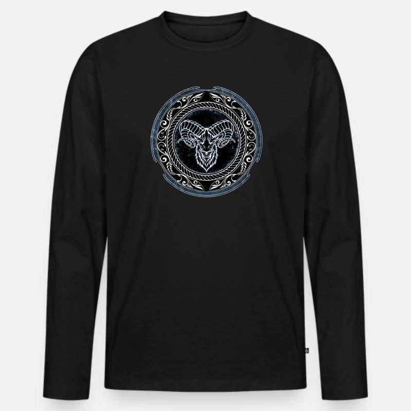 Wikinger Widder Aries - Männer Premium Bio Langarmshirt - Schwarz
