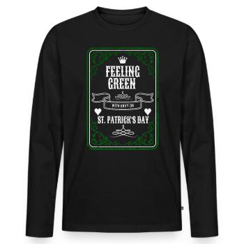 Feelin' Green with Envy le jour de la Saint-Patrick - T-shirt manches longues Premium bio Homme - noir - Devant - Nico (187cm)