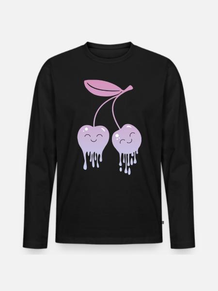 Melting Cherries Kawaii - Men's Premium Organic Long Sleeve Shirt - black