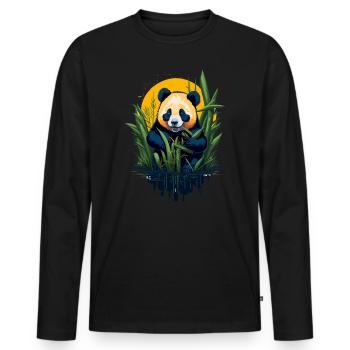 Mignon ours panda - T-shirt manches longues Premium bio Homme - noir - Devant - Nico (187cm)