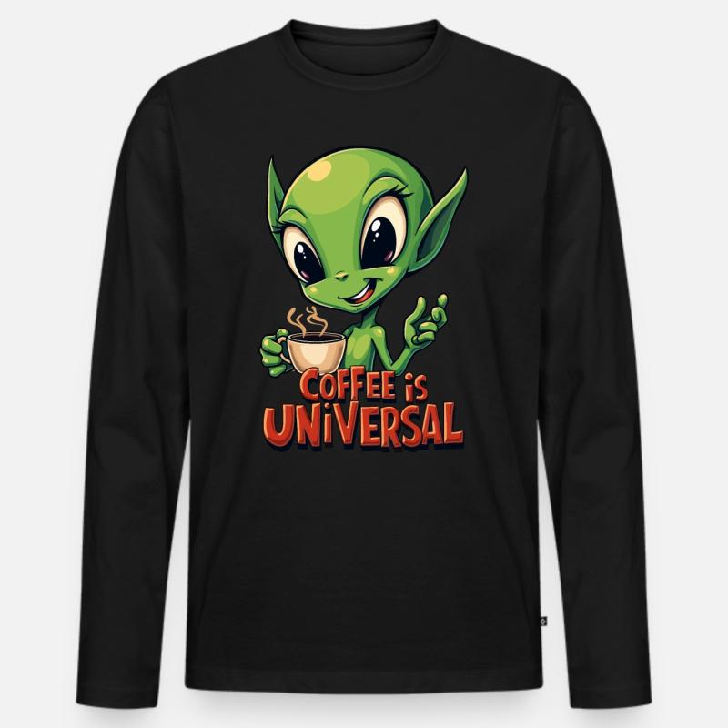 Kaffee ist universell - Männer Premium Bio Langarmshirt - Schwarz