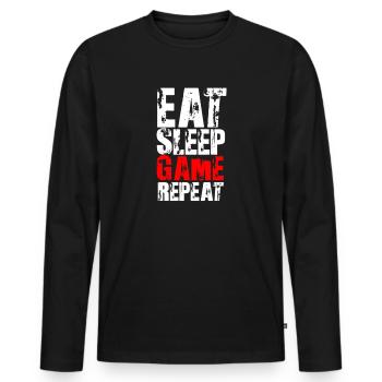 EAT SLEEP GAME REPEAT - Men's Premium Organic Long Sleeve Shirt - black - Front - Nico (187cm)