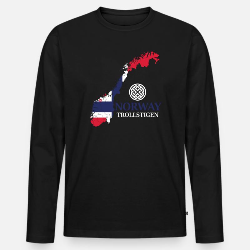 Norwegen Trollstigen Rune Wikinger - Männer Premium Bio Langarmshirt - Schwarz