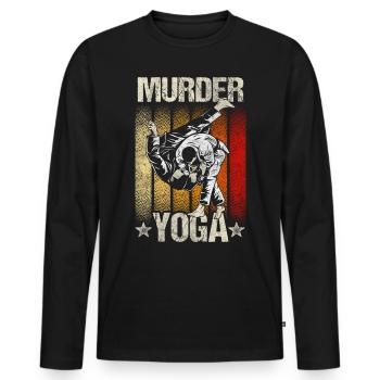 Murder Yoga Karaté Judo BJJ Sports de combat - T-shirt manches longues Premium bio Homme - noir - Devant - Nico (187cm)