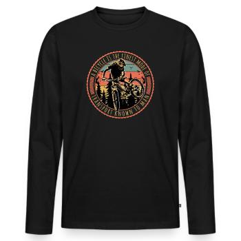 1 11 - Men's Premium Organic Long Sleeve Shirt - black - Front - Nico (187cm)