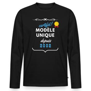 certifié modèle unique depuis 2002 - T-shirt manches longues Premium bio Homme - noir - Devant - Nico (187cm)