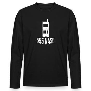 555 Nase Telefonnummer Handy Spooner Geschenk - Männer Premium Bio Langarmshirt - Schwarz - Vorne - Nico (187cm)