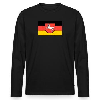 Niedersachsen Logo Flagge Wappen Fahne Geschenk - Männer Premium Bio Langarmshirt - Schwarz - Vorne - Nico (187cm)