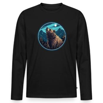 Bear Nature Environment Environmental Protection - Men's Premium Organic Long Sleeve Shirt - black - Front - Nico (187cm)