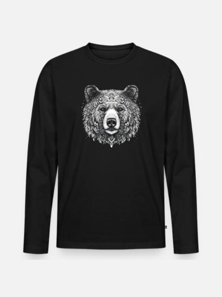 Bear Nature Environment Environmental Protection - Men's Premium Organic Long Sleeve Shirt - black
