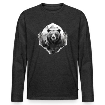 Bear Nature Environment Environmental Protection - Men's Premium Organic Long Sleeve Shirt - heather anthracite - Front - Nico (187cm)