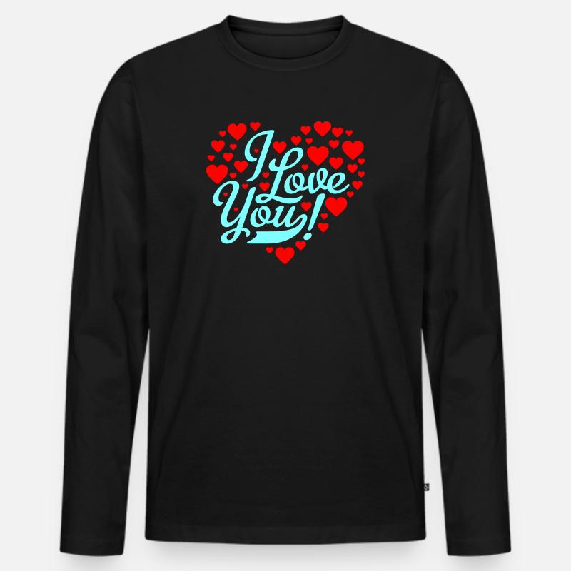 i love you - Männer Premium Bio Langarmshirt - Schwarz