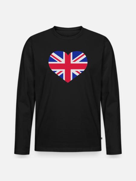 UK England Herz - Männer Premium Bio Langarmshirt - Schwarz