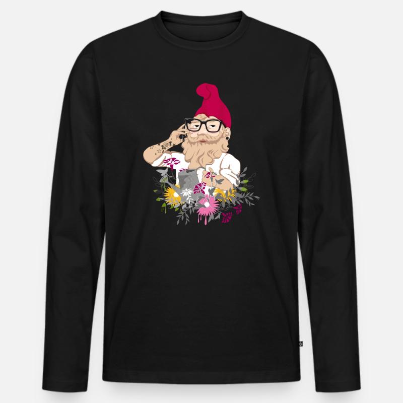 Garten Hipster - Männer Premium Bio Langarmshirt - Schwarz