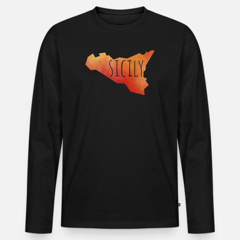 sicily - Männer Premium Bio Langarmshirt - Schwarz